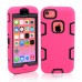 iPhone 5c - 3 Piece Hard Plastic Silicone Hybrid Drop Shock Proof Protective Phone Cover Case - Pink Black